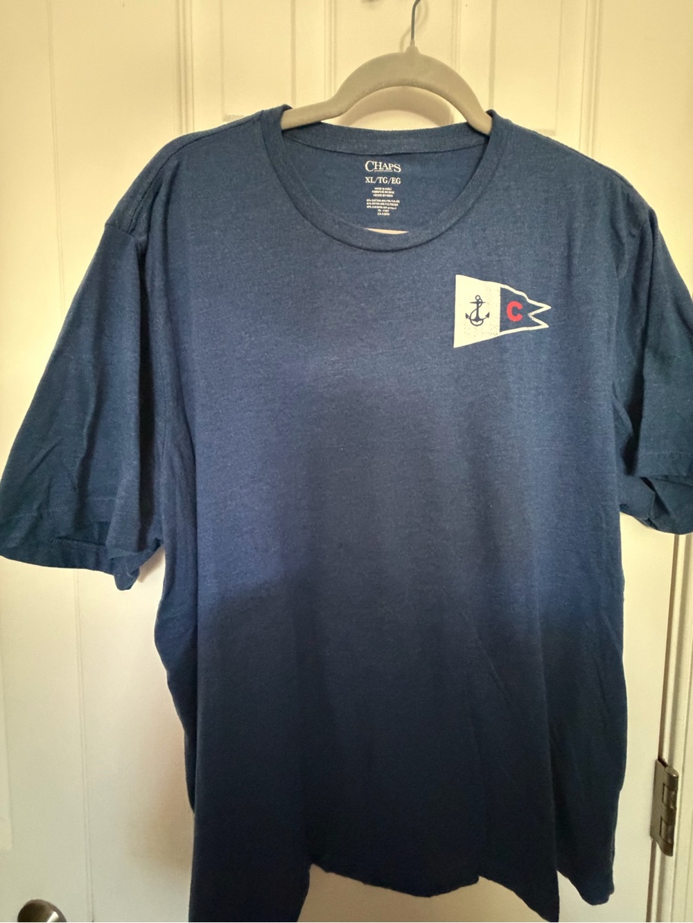 Chaps Men's Navy Short Sleeve Anchor Pennant Tee